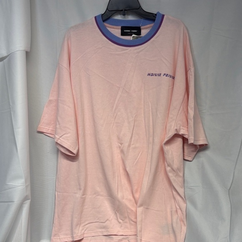 Homme + Femme Logo Tee T-Shirt  Pink Heavy Cotton Short Sleeve XXL